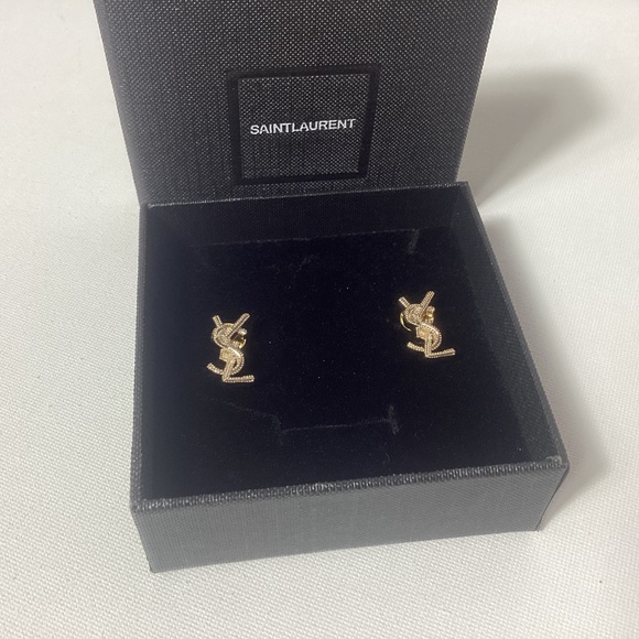 YSL Gold Logo Earrings - Picture 2 of 3
